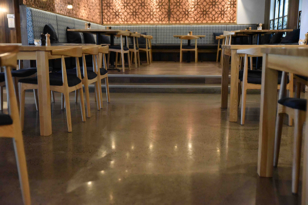 polished concrete floor in restaurant