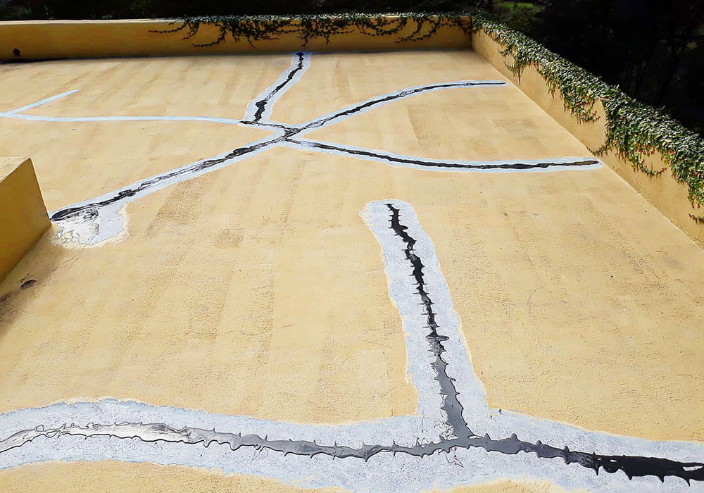 Patio being waterproofed