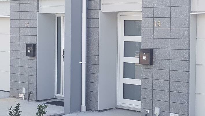 Honed Block Facade on Townhouses