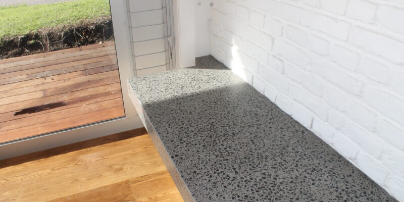 Honed and ground and sealed concrete bench